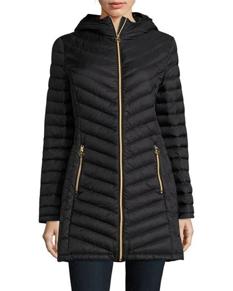 michael kors packable down jacket lord and taylor|Michael Kors shiny puffer jacket.